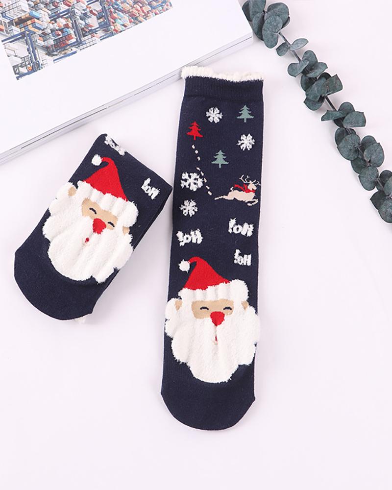 

1Pairs Christmas Aniaml Pattern Fluffy Trim Socks, Style9