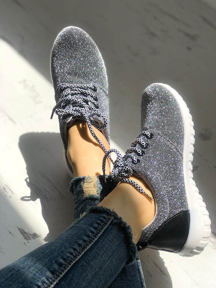 

Glittering Net Surface Breathable Sneakers