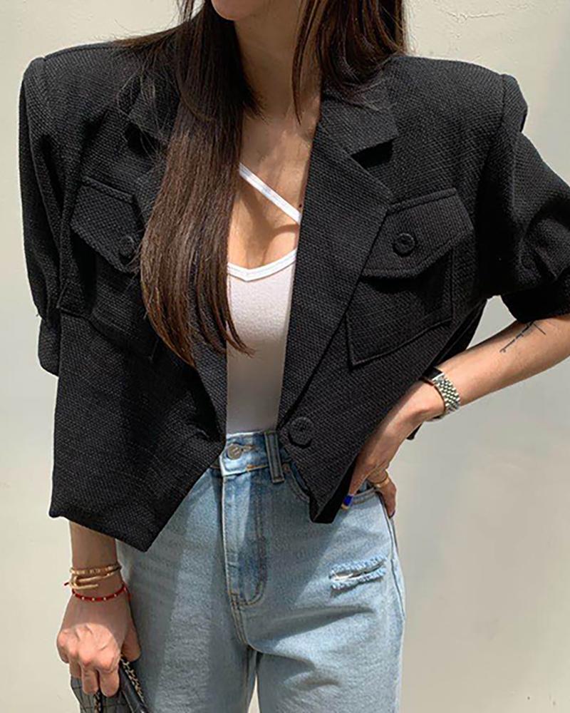 

Pocket Design Buttoned Balzer Coat, Black