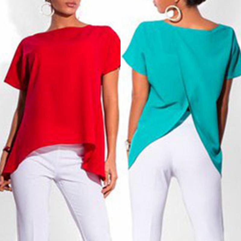 

Short Sleeve Irregular Reversible T-shirt, Red