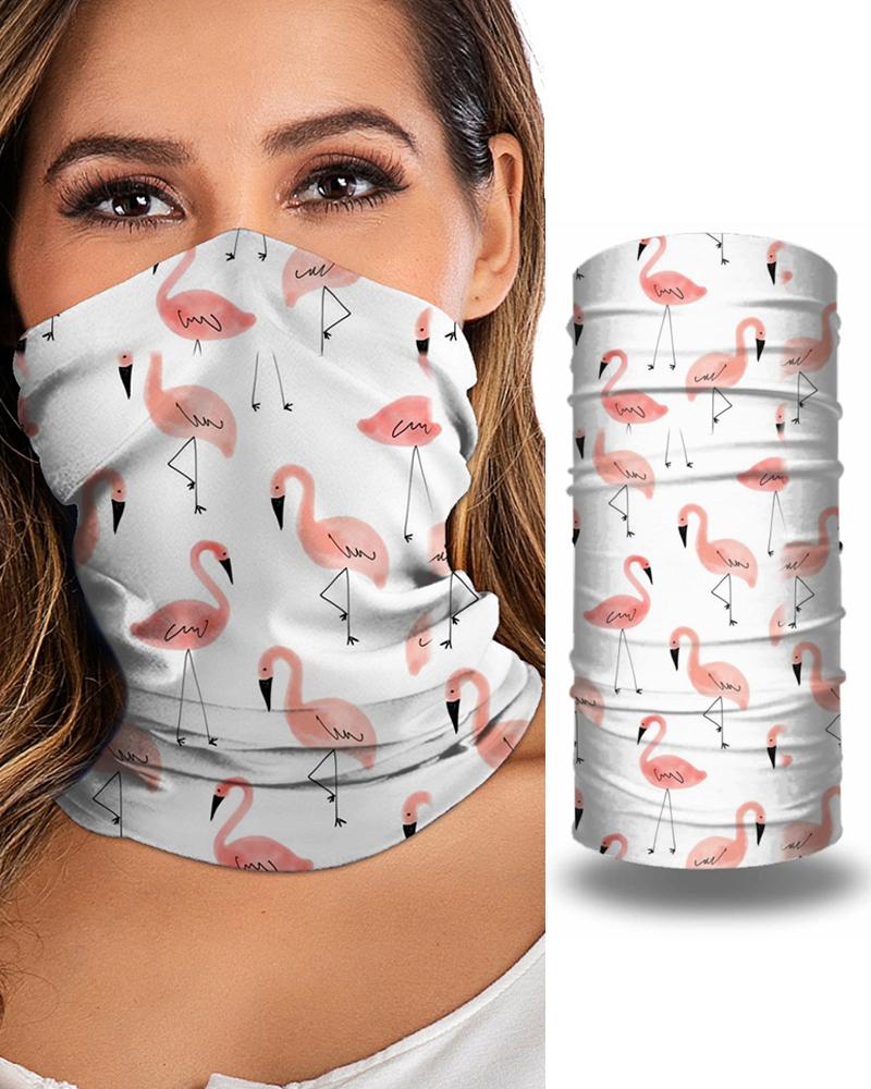 

Leaf Flamingo Print Breathable Face Bandana Magic Scarf Headwrap Balaclava, Pink