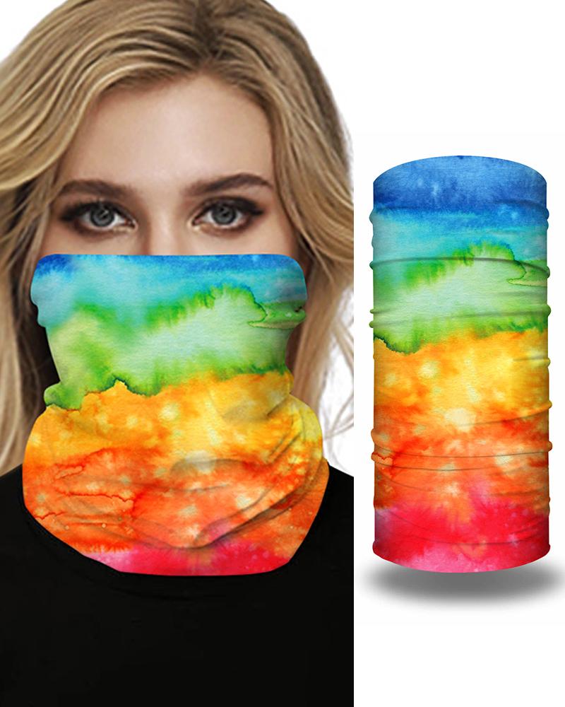 

Tie Dye Grid Print Colorblock Face Bandana Magic Scarf Headwrap Balaclava, Style3