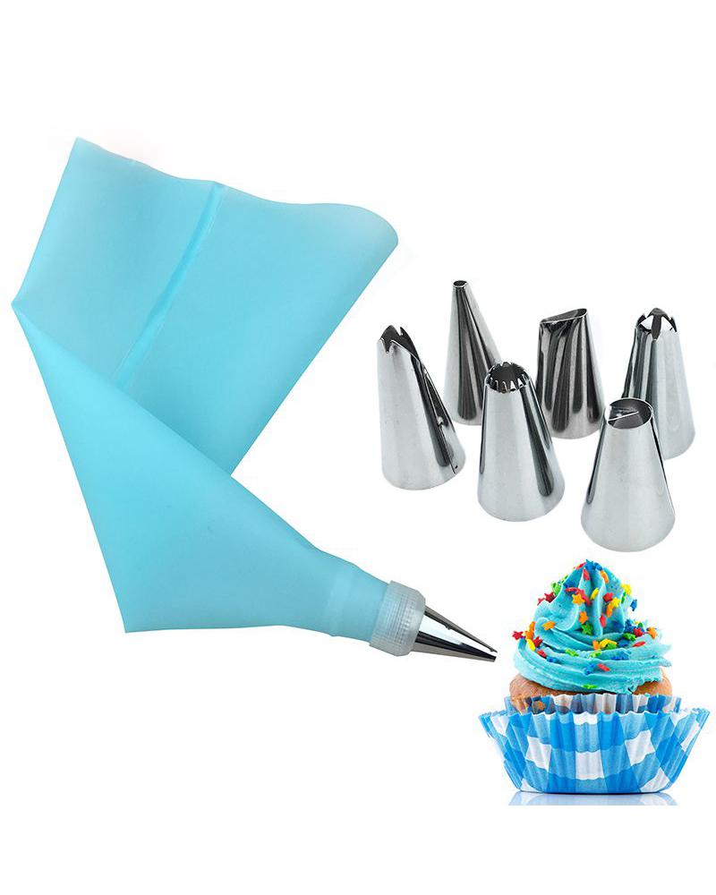 

Set Stainless Steel Pastry Nozzles for Cream with Pastry Bag, Blue