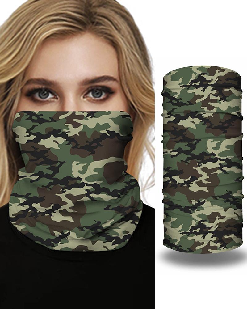 

Leopard Camouflage Print Breathable Face Bandana Magic Scarf Headwrap Balaclava, Army green