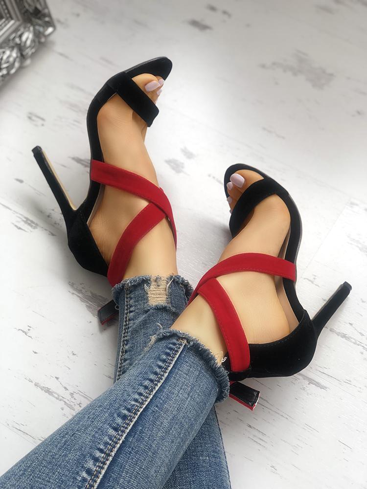 

Peep Toe Crisscross Bandage Stiletto Sandals