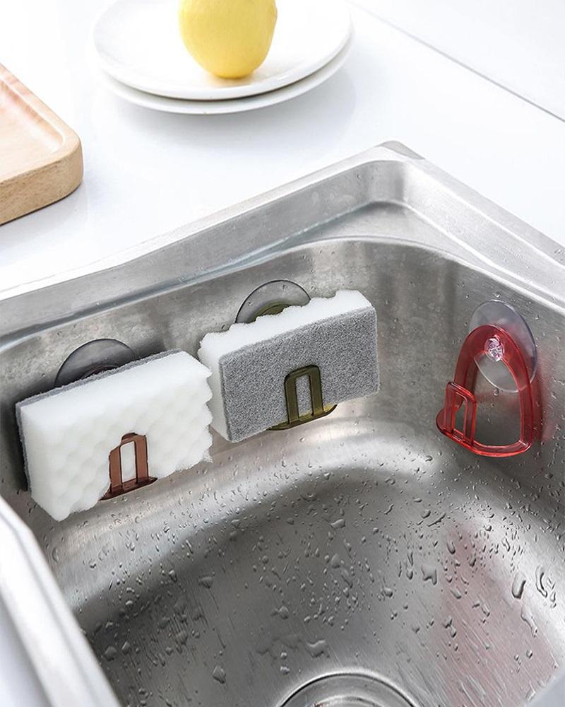 

Kitchen Suction Cup Sink Drain Rack Sponge Storage Holder, Coffee