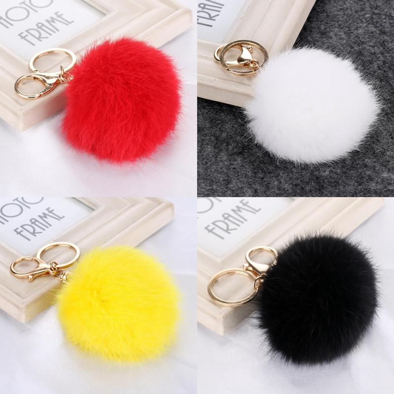 

Sweet Cute Colorful Fur Plush Balls Key Ring Handbag Pendant Car Keychain Nice Gift For Girl Fashion Jewelry, Red;black