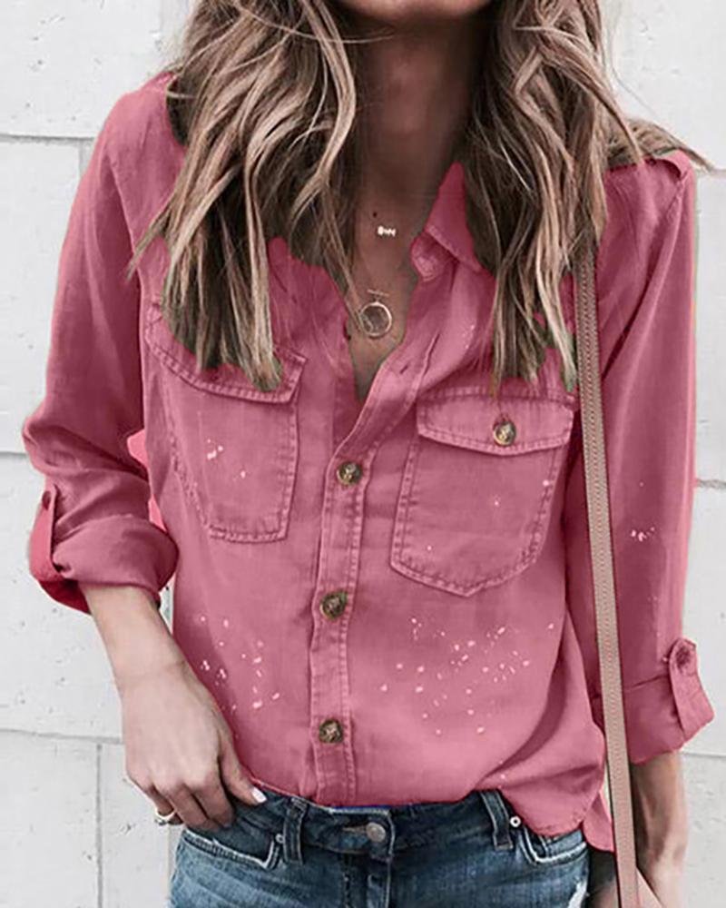

Long Sleeve Bottoned Casual Shirt, Pink