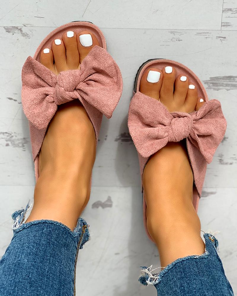 

Bowknot Design Slingback Flat Slipper Sandals, Pink