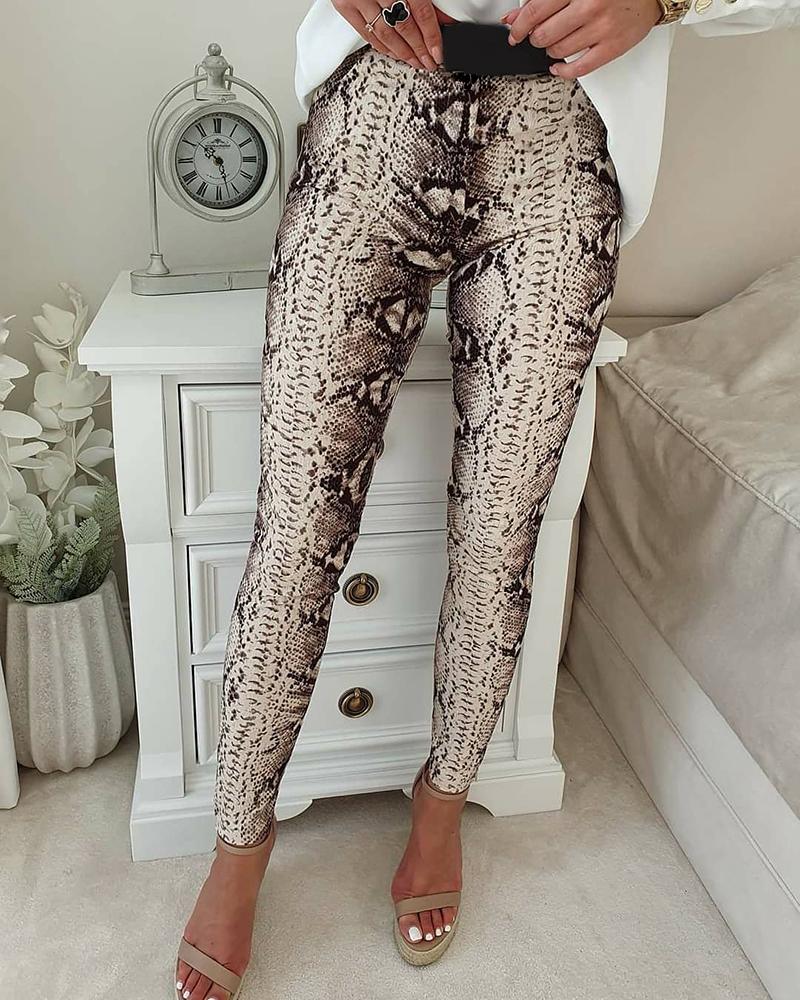 

Snakeskin Print High Waist Skinny Pants