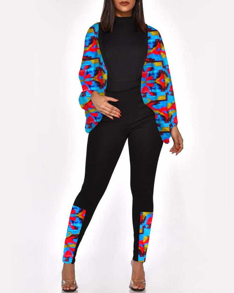 

Print Lantern Sleeve Top & Pant Sets, Blue