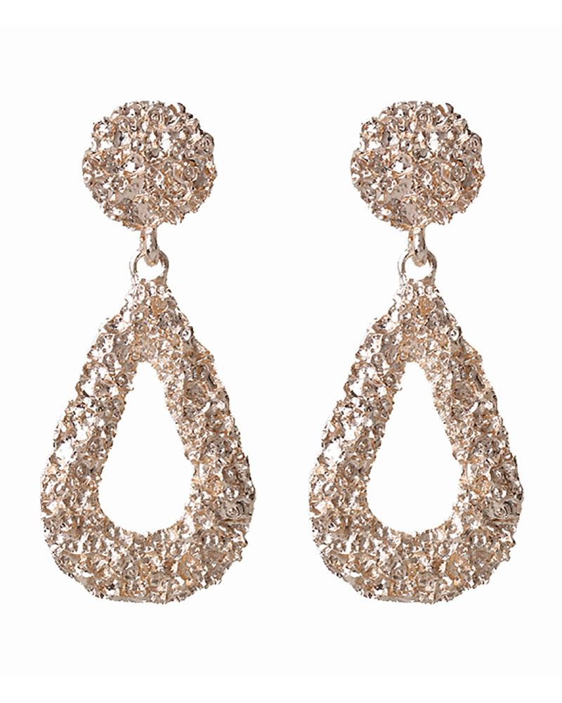 

Textured Studded Teardrop Pattern Earring, Rose gold
