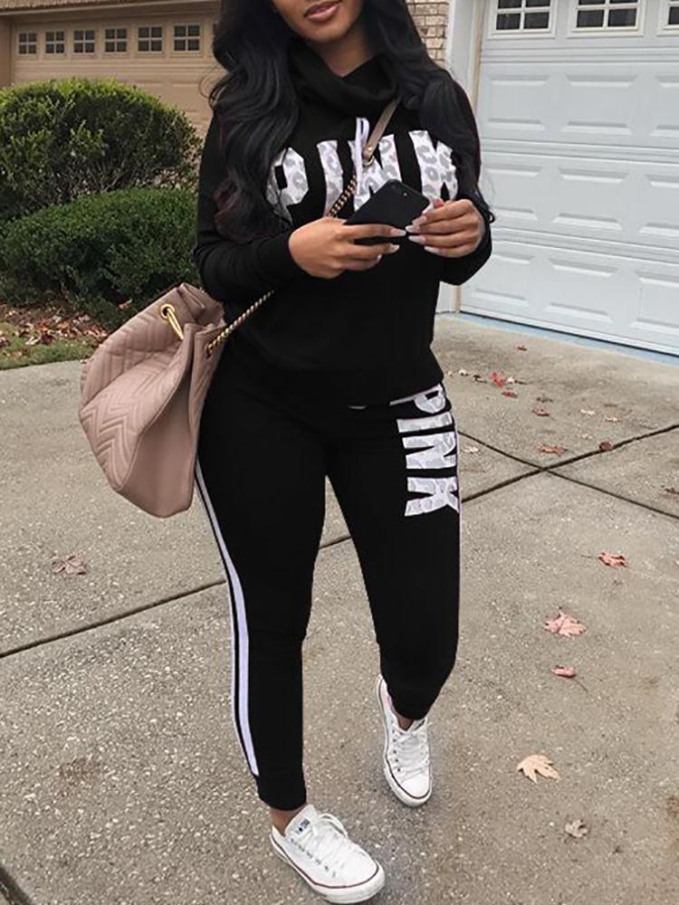 

Plus Size Letter Print Casual Sweatshirt Sets
