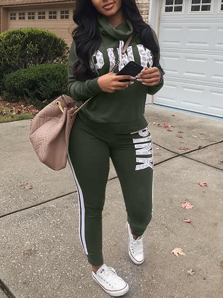 

Plus Size Letter Print Casual Sweatshirt Sets