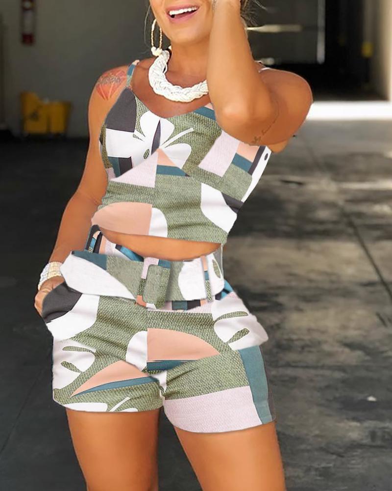 

Colorblock Print Cami Top & Short Sets, Multicolor