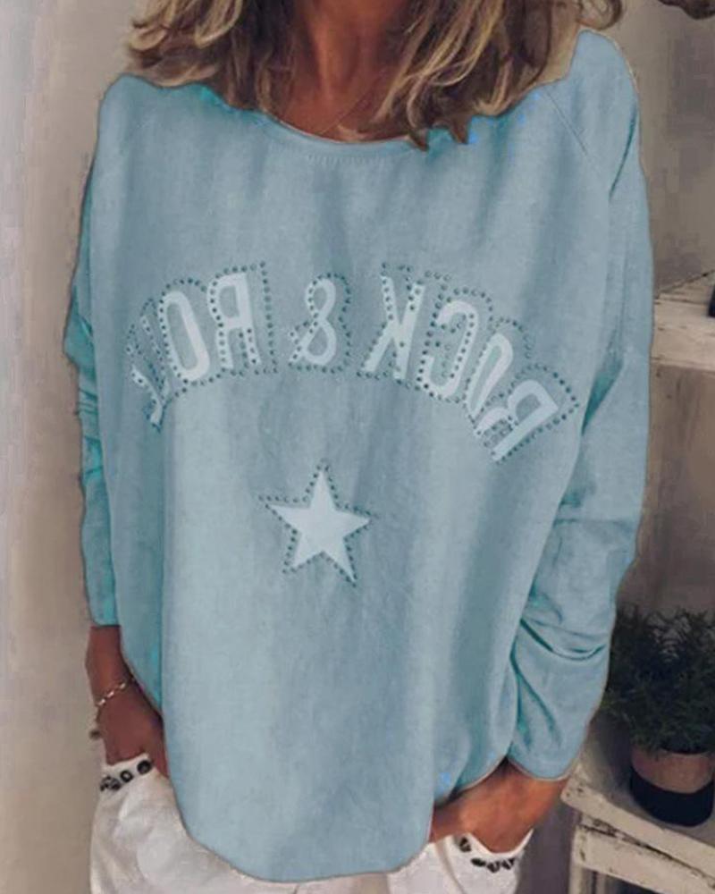 

Rock-N-Roll Crew Neck Top, Blue