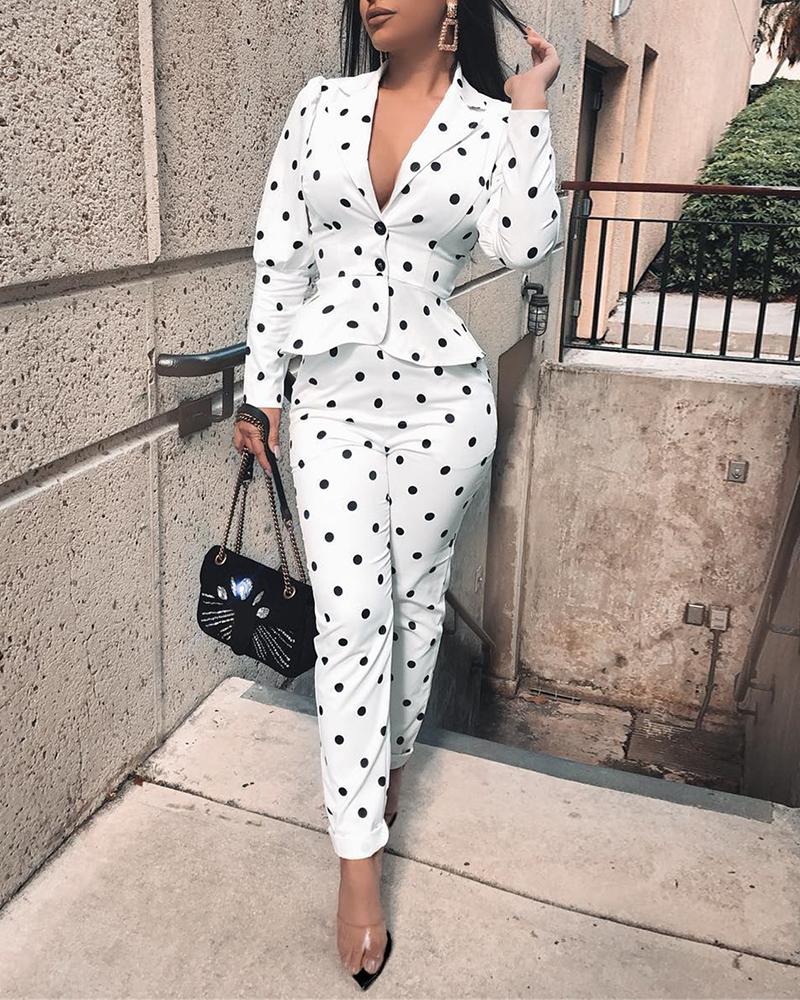 

Tight Waist Blazer Coat & Pencil Pant Sets, White