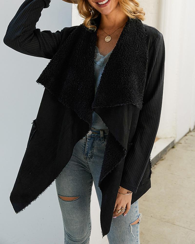 

Pocket Design Fluffly Irregular Cardigan, Black