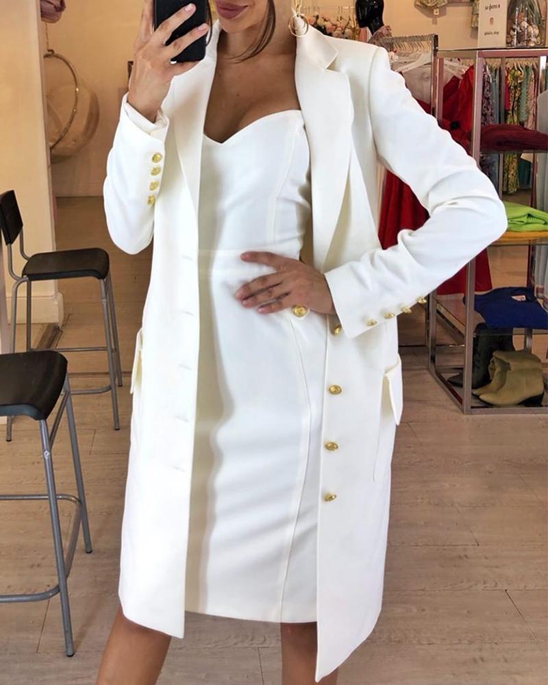 

Solid Bodycon Strap Mini Dress, White