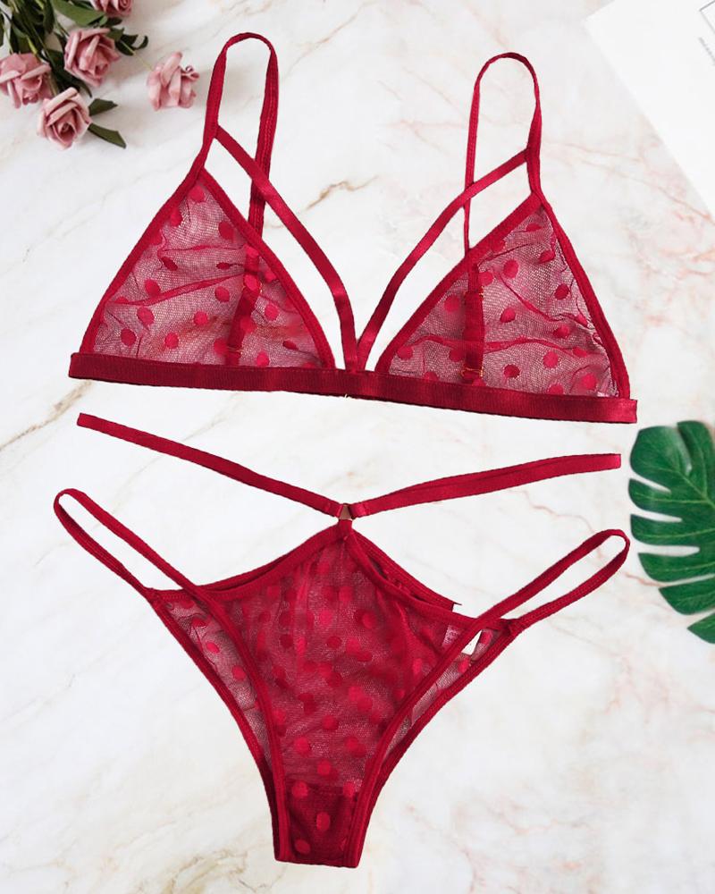 

Perspective Triangle Bra Sets, Wine red