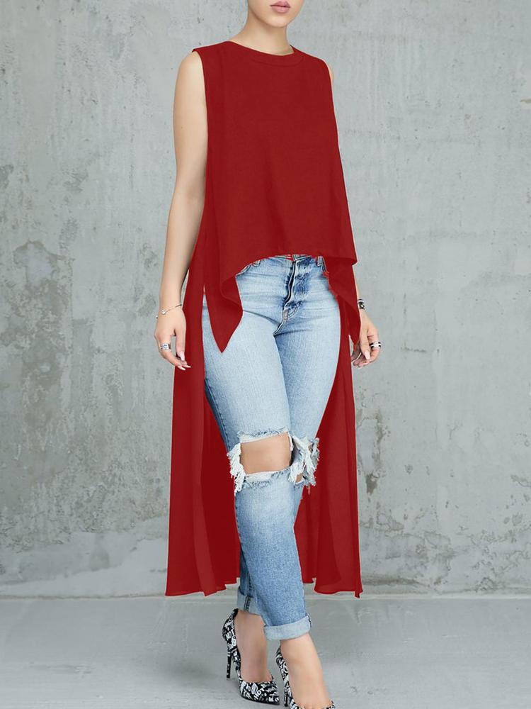 

Solid Swallow-tailed Irregular Top