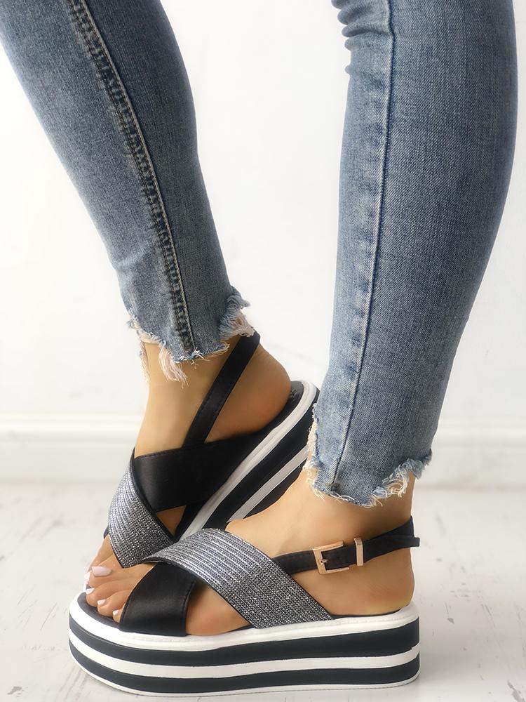 

Sparkle Crisscross Peep Toe Platform Sandals