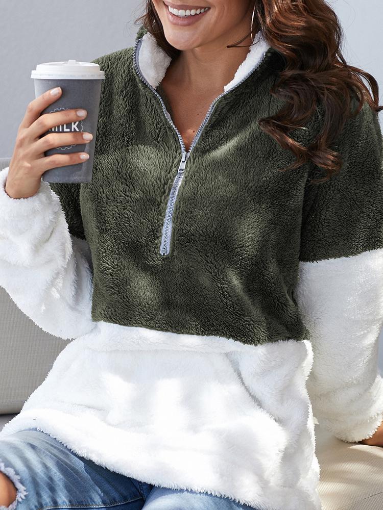 

Drop Shoulder Quarter Zip Teddy Sweatshirt