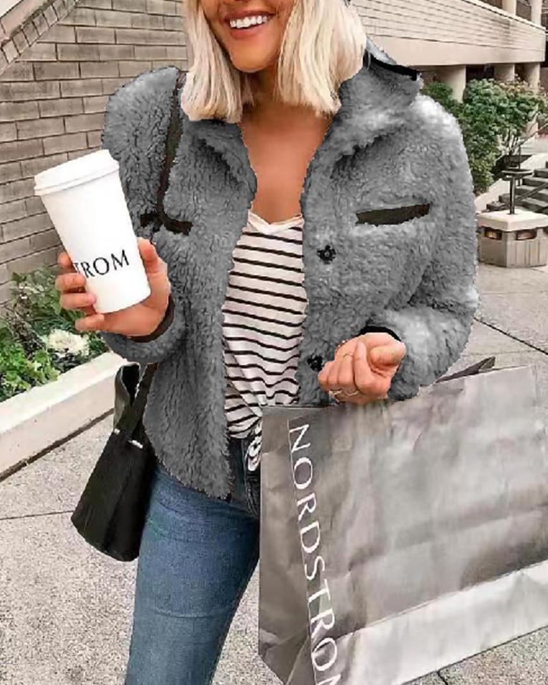 

Faux Fur Dual Pocket Coat, Gray