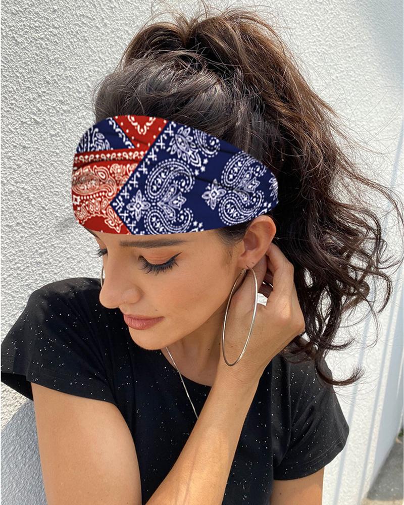 

Print Yoga Running Headwraps Hair Band, Dark blue