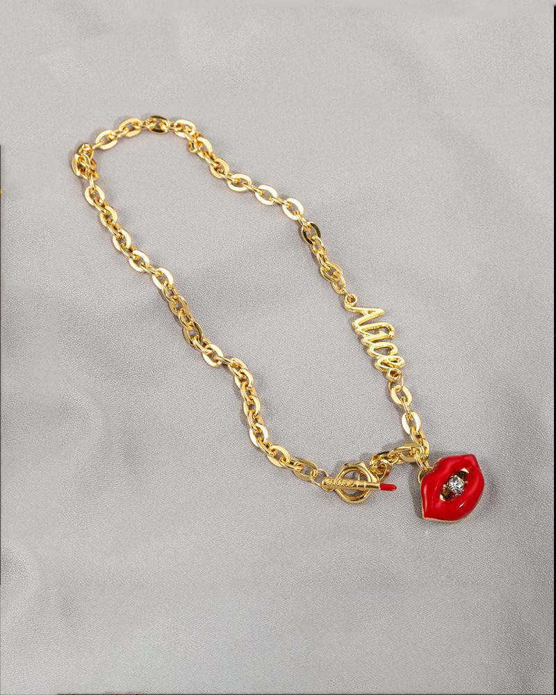 

Lip Lettern Pattern Chain Bracelet, Gold