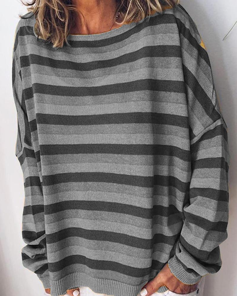 

Long Sleeve Striped Knit Sweater