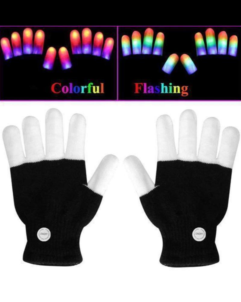 

LED Gloves Finger Lights 3 Colors 6 Modes Flashing Rave Gloves, Multicolor