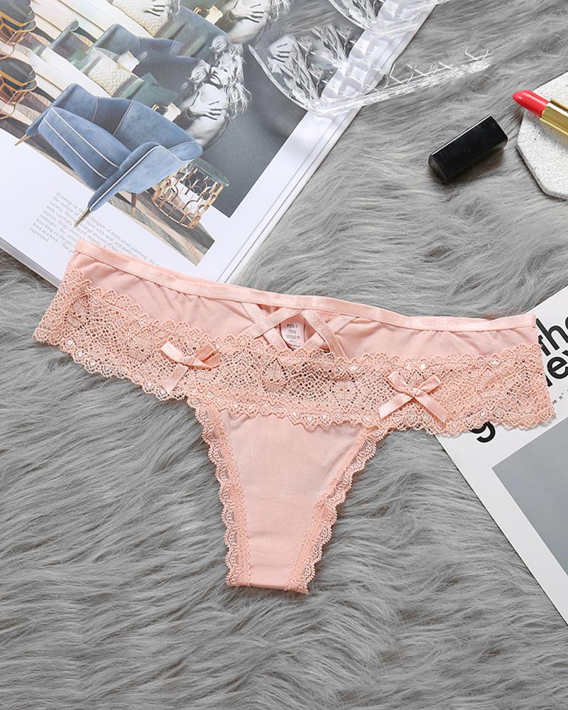 

Lace Bowknot Detail Bandage Panty, Nude