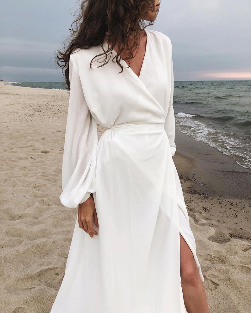 

Solid High Slit Maxi Dress