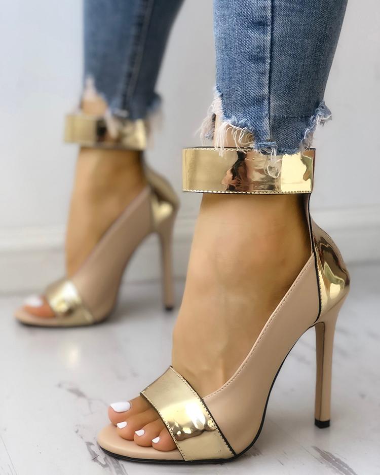 

Colorblock Splicing Open Toe Thin Heeled Sandals