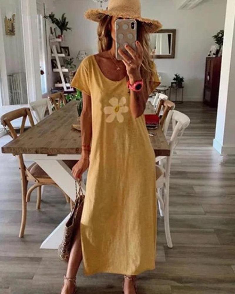 

Daisy Print Maxi Dress, Yellow