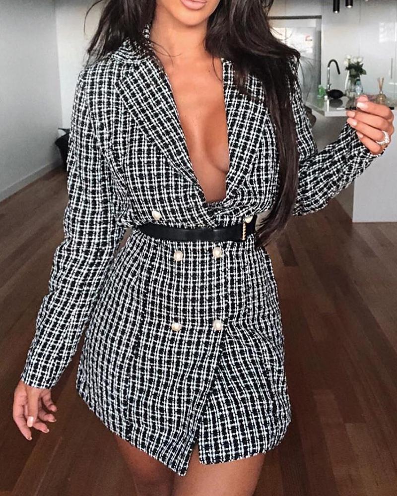 

Long Sleeve Button Detail Blazer Dress, Black