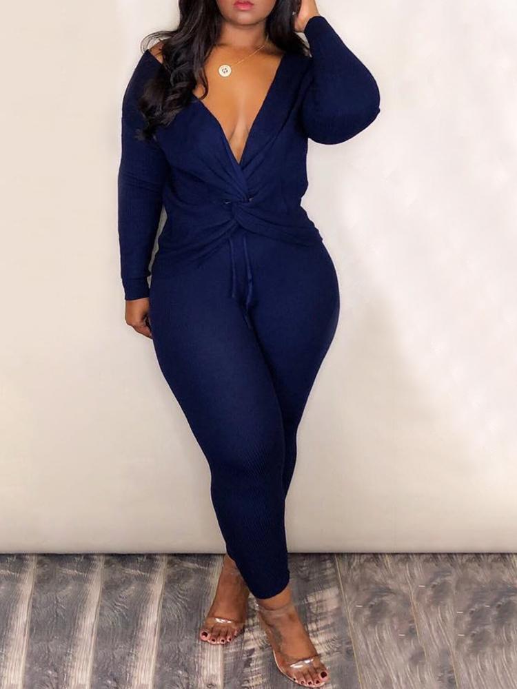 

Reversible Twist Design Drawstring Tracksuits, Dark blue