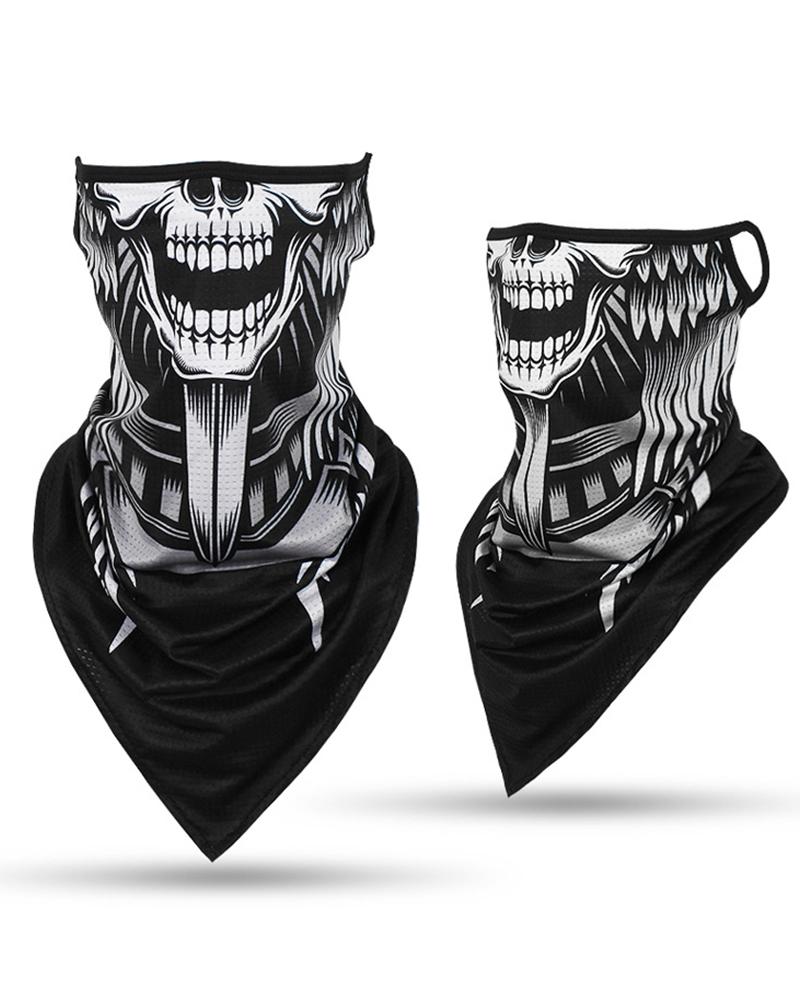 

Skull Print Breathable Face Cover Windproof Motorcycling Dust Outdoors, Gray