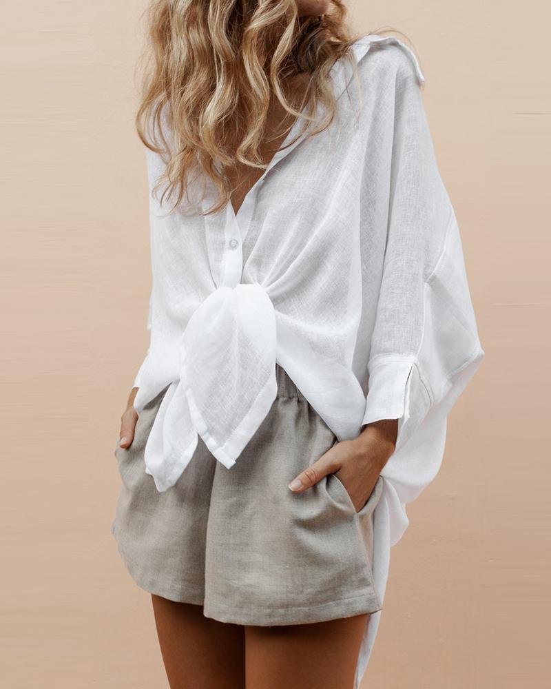 

Dip Hem Basic Shirt, White