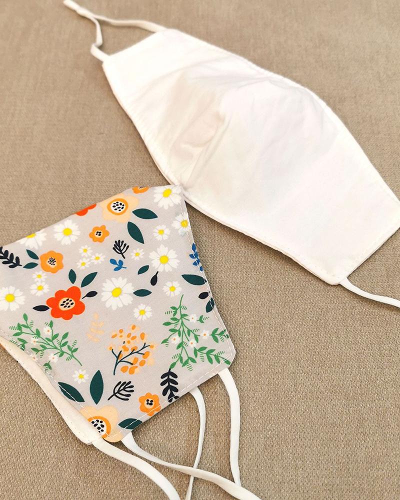 

Cotton Floral Print PM2.5 Breathable Face Mask, Gray
