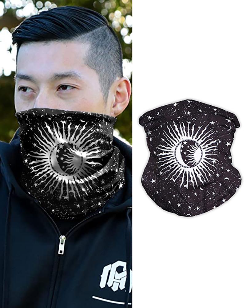 

Sun & Star Print Face Bandana Magic Scarf Headwrap Balaclava, Black