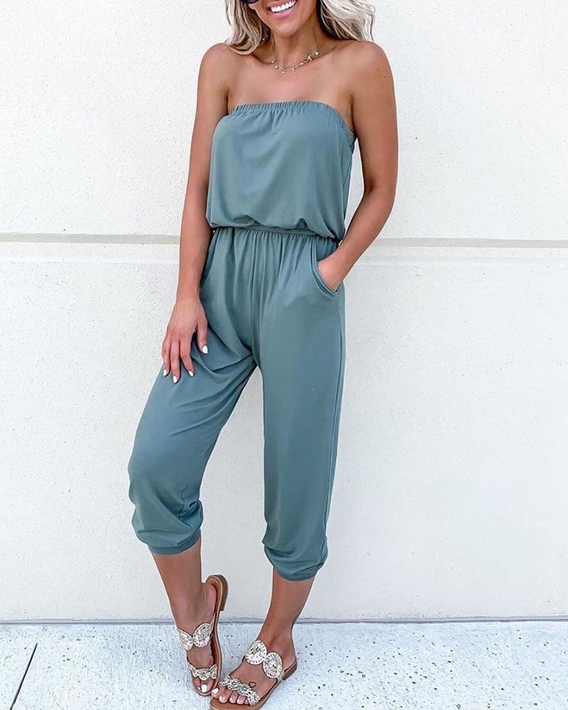 

Solid Pocket Detail Tube Jumpsuit