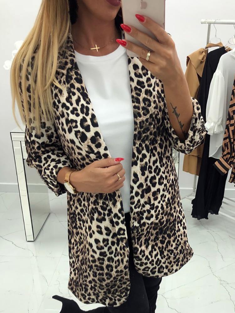 

Leopard Print Long Sleeve Blazer