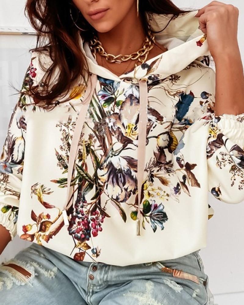 

Floral Long Sleeve Hoodies Sweatshirts, Style1