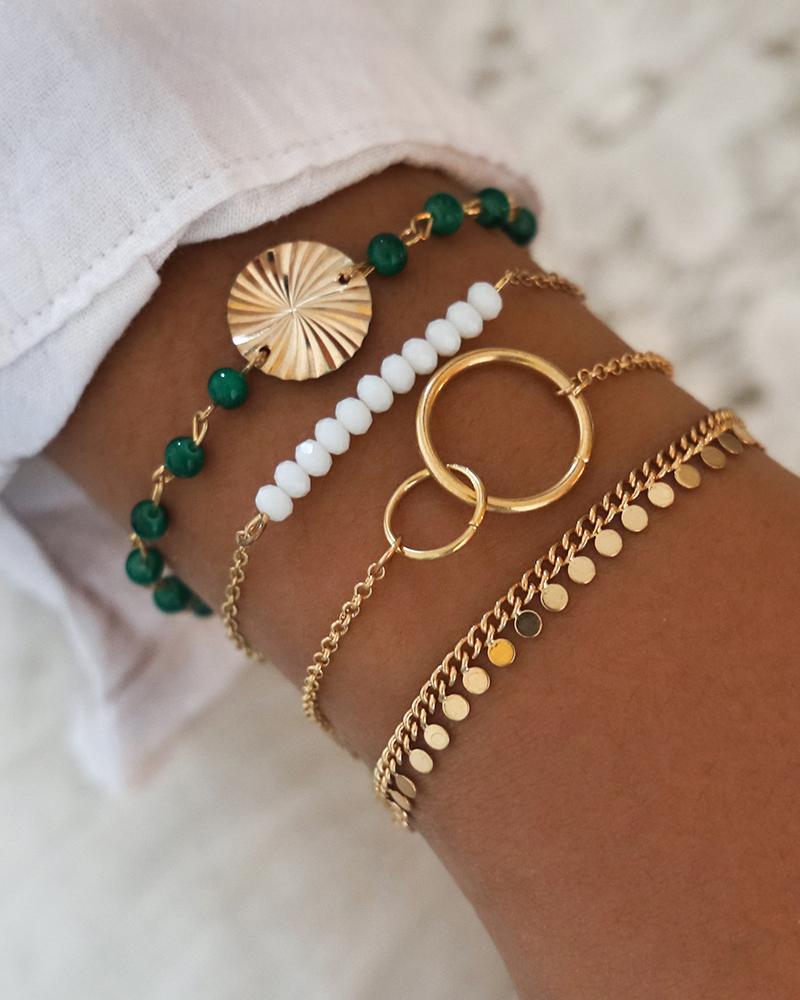 

Beaded Sequins 4PCS Layered Bracelet, Gold