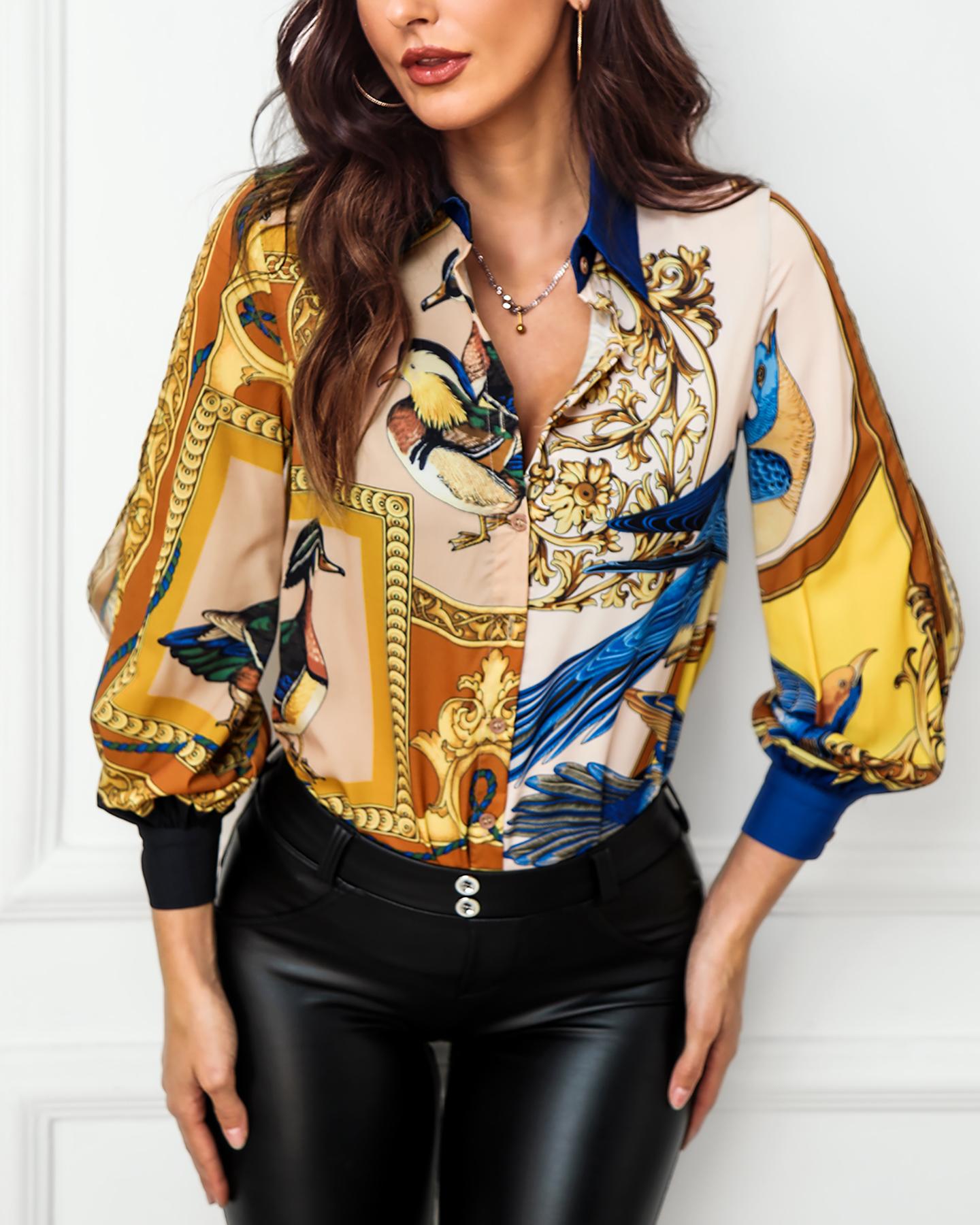 

Abstrct Print Long Sleeve Shirt, Yellow