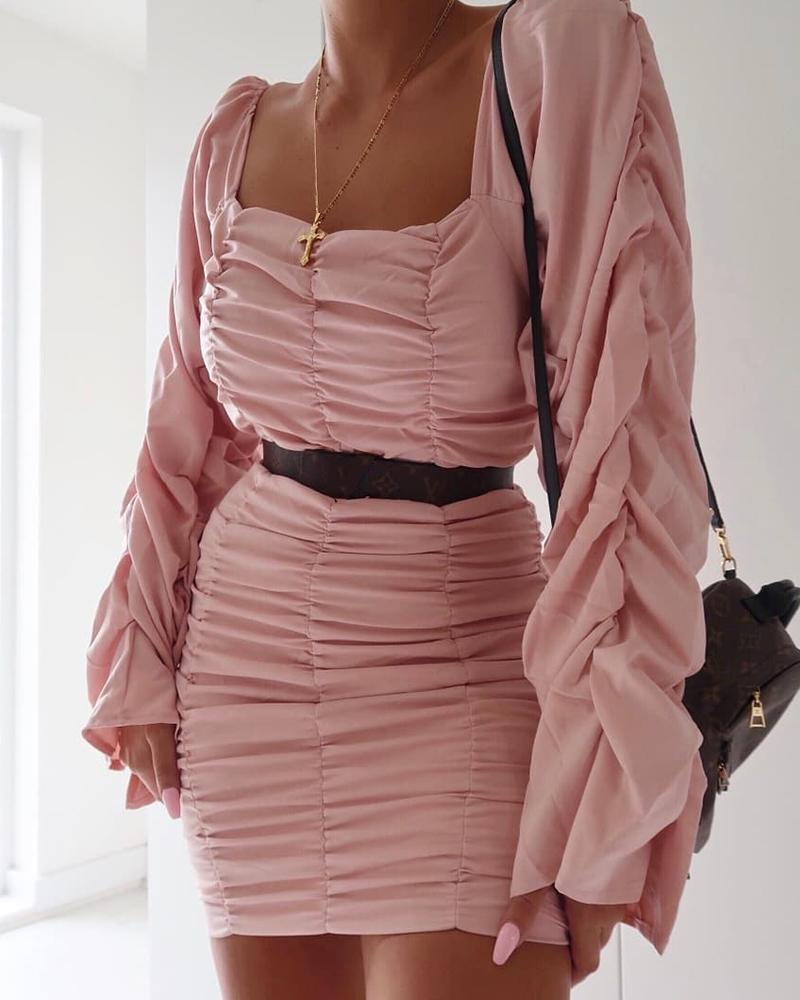 

Square Neck Ruched Mini Dress