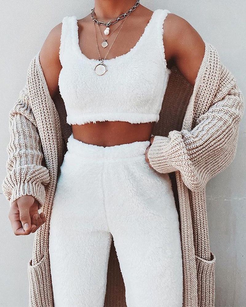 

Fluffy Two-Piece Set, White