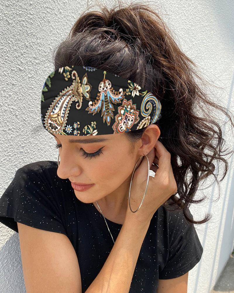 

Print Yoga Running Headwraps Hair Band, Black